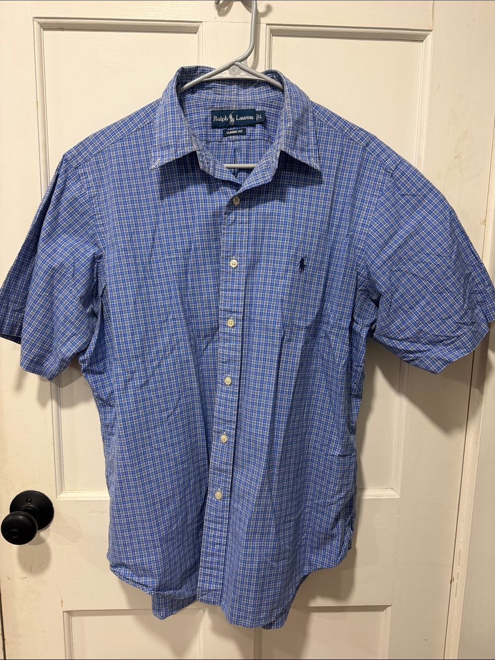 Ralph Lauren Light Blue Multi-Check Short Sleeve Button-Down Shirt